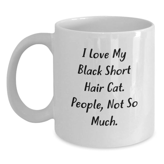 Black Short Hair Cat Lover Funny White Coffee Mug Gifts from Men to Family at Christmas - Main