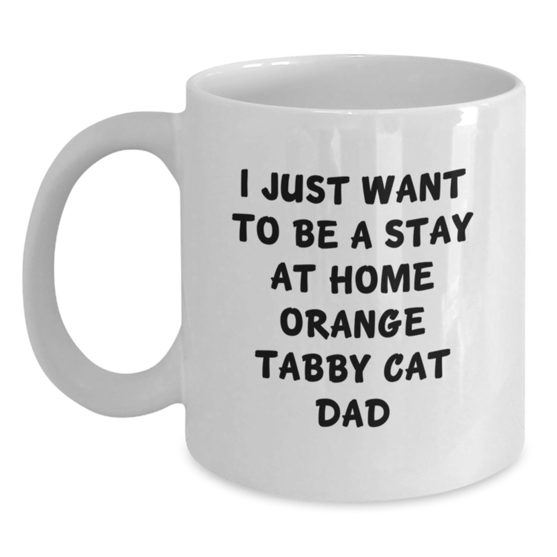 Funny Orange Tabby Cat Gifts for Men from Friends - I Just Want To Be A Stay At Home Orange Tabby Cat Dad White Coffee Mug for Graduation Unique Gifts - Main