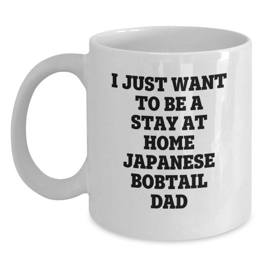 Funny Japanese Bobtail Cat Gifts for Men, Japanese Bobtail Cat Dad White Coffee Mug, Gifts from Mom to Japanese Bobtail Cat Lover on Graduation Unique Gifts - Main