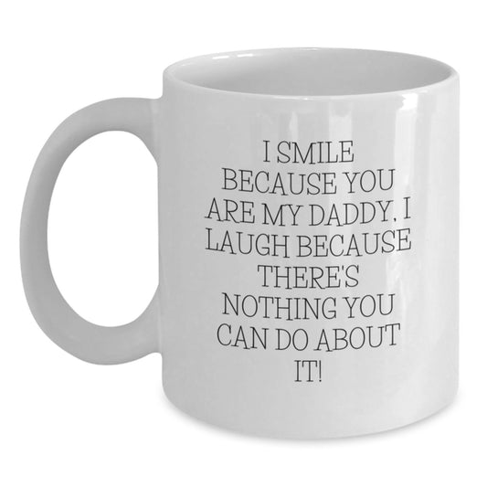 Daddy White Coffee Mug Funny Quote Gifts for Dads from Family on Christmas Morning - Main