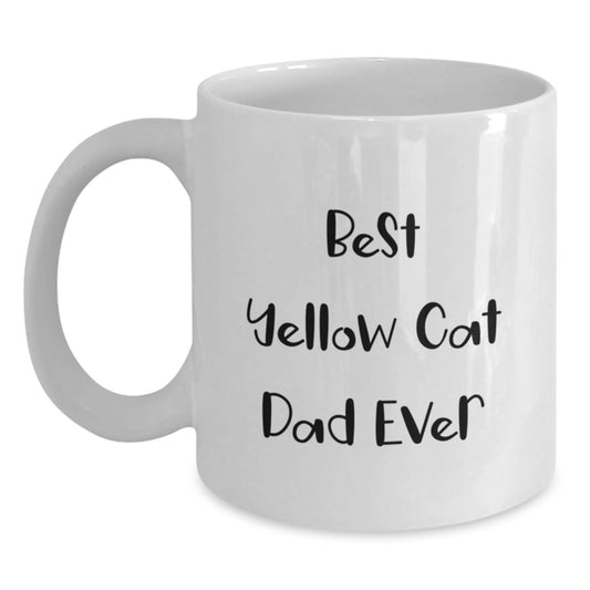 Funny Yellow Cat Dad Gifts for Him from Friends on Birthday - White Coffee Mug, 11oz or 15oz Capacity, Ceramic, Microwave and Dishwasher Safe - Main