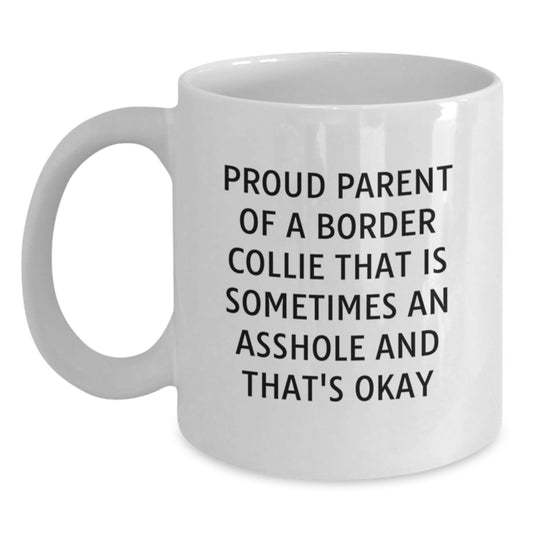 Funny Border Collie Dog Gifts for Men - Proud Parent White Coffee Mug, Birthday Unique Gifts from Friends to Family - Main