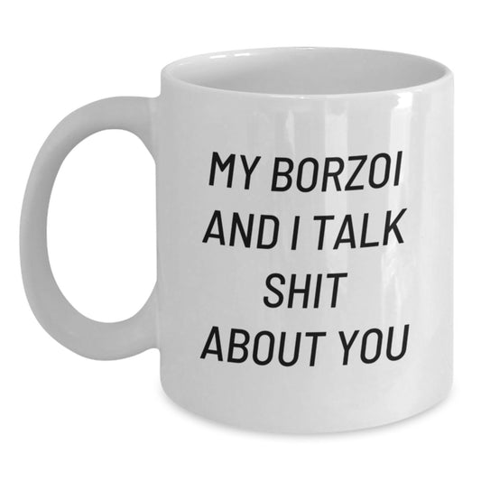 Funny Borzoi Dog Lover White Coffee Mugs, Gifts from Men for Borzoi Dog Owners on Mother's Day - Main