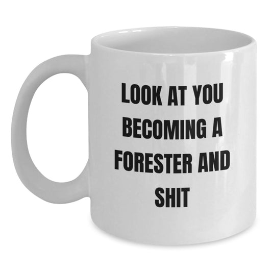 Playful Forester White Coffee Mug Novelty Birthday Gift for Friends - Main