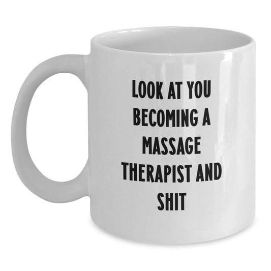 Birthday Gift for Her Massage Therapist White Coffee Mug Surprise - Main