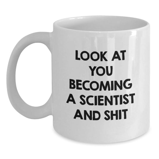 Gifts from Friends for Scientist Men - White Coffee Mug, Funny Scientist Quote, Graduation Unique Gifts - Main