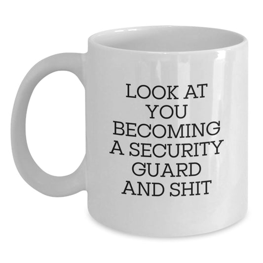 Funny Security Guard White Coffee Mug Gifts from Family for Graduation Unique Cheers - Main