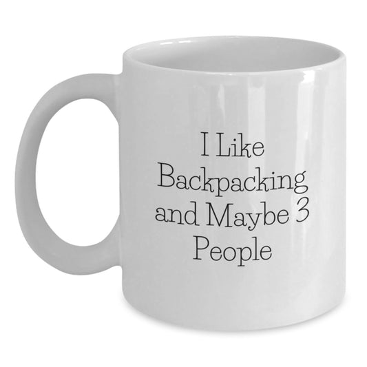 White Ceramic Backpacking Mug Idea for Coworkers Birthday Gift Present - Main