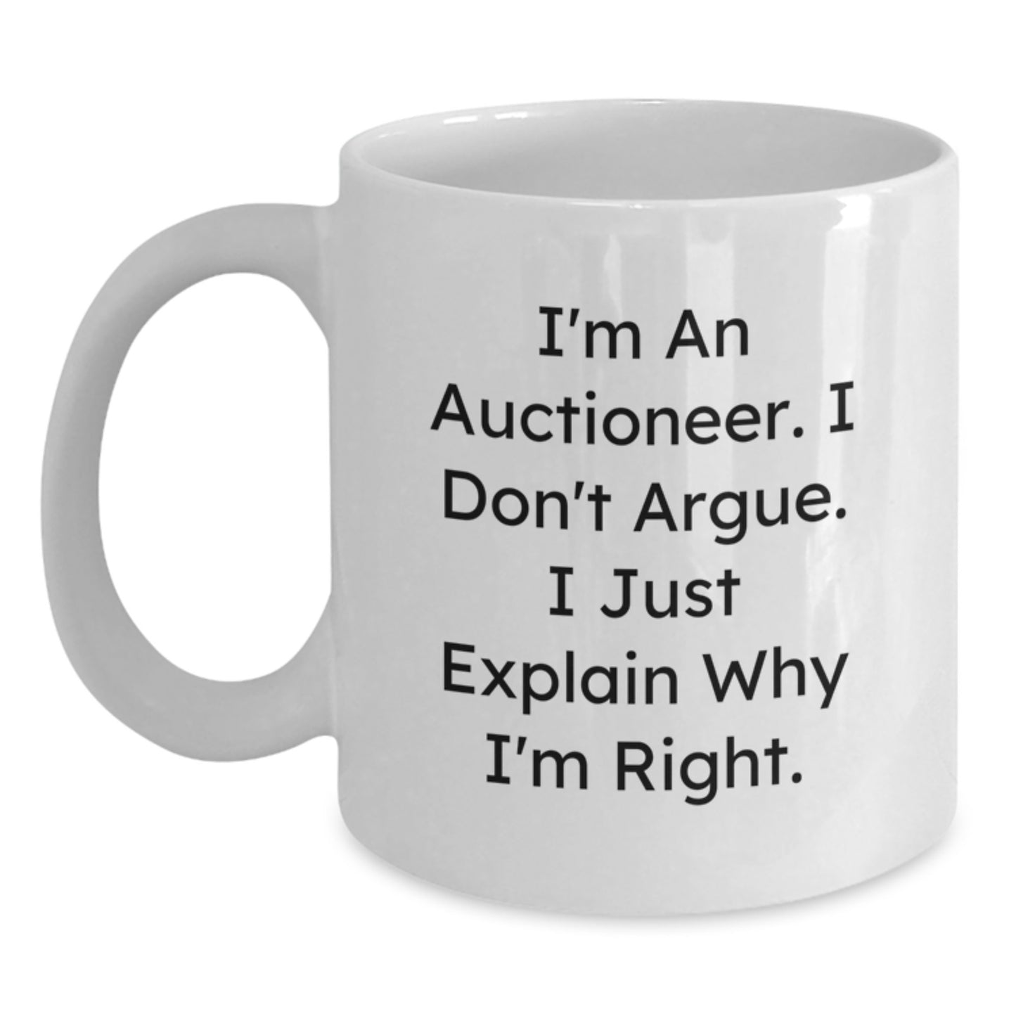 Funny White Coffee Mugs for Auctioneer Friends and Family, Gifts from Men and Women, Perfect for Christmas Unique Presents - Main