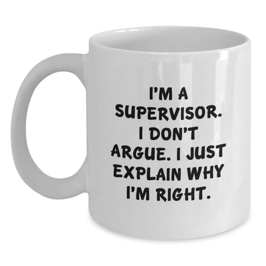 Funny White Coffee Mug for Supervisor Gifts from Friends Graduation Unique Present Ideas - Main