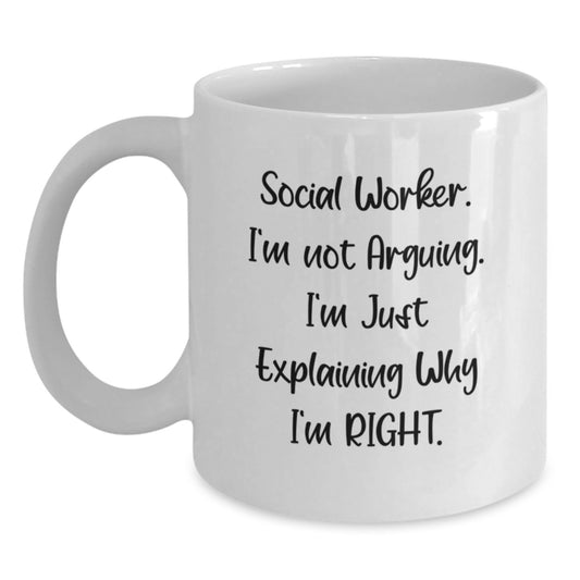 Social Worker Funny Quote Gifts from Family on Mother's Day Unique White Coffee Mug - Main