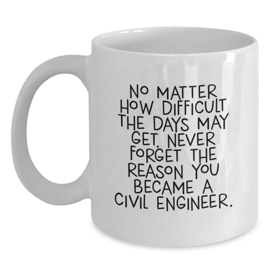 Inspirational Quote Gifts from Friends for Civil Engineer, White Coffee Mug for Graduation, Unique Motivational Civil Engineer Gifts - Main