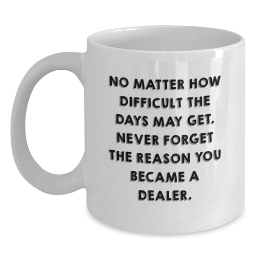 Funny Dealer Gifts, Inspirational Quote White Coffee Mug for Graduation, Gifts from Friends, Coworkers, Family, Gifts for Dealer - Main