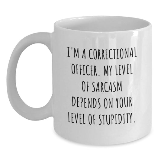 Funny Correctional Officer Gifts from Friends, White Coffee Mug with Sarcasm Quote, 11oz or 15oz Capacity, Ceramic Material, Microwave and Dishwasher Safe for Graduation - Main