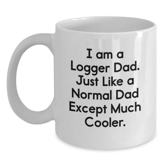 Funny Logger Dad Gifts - White Coffee Mug, 'I Am A Logger Dad' Quote, Perfect Birthday Present for Logger Men, Gifts from Mom, Gifts for Logger Dad - Main