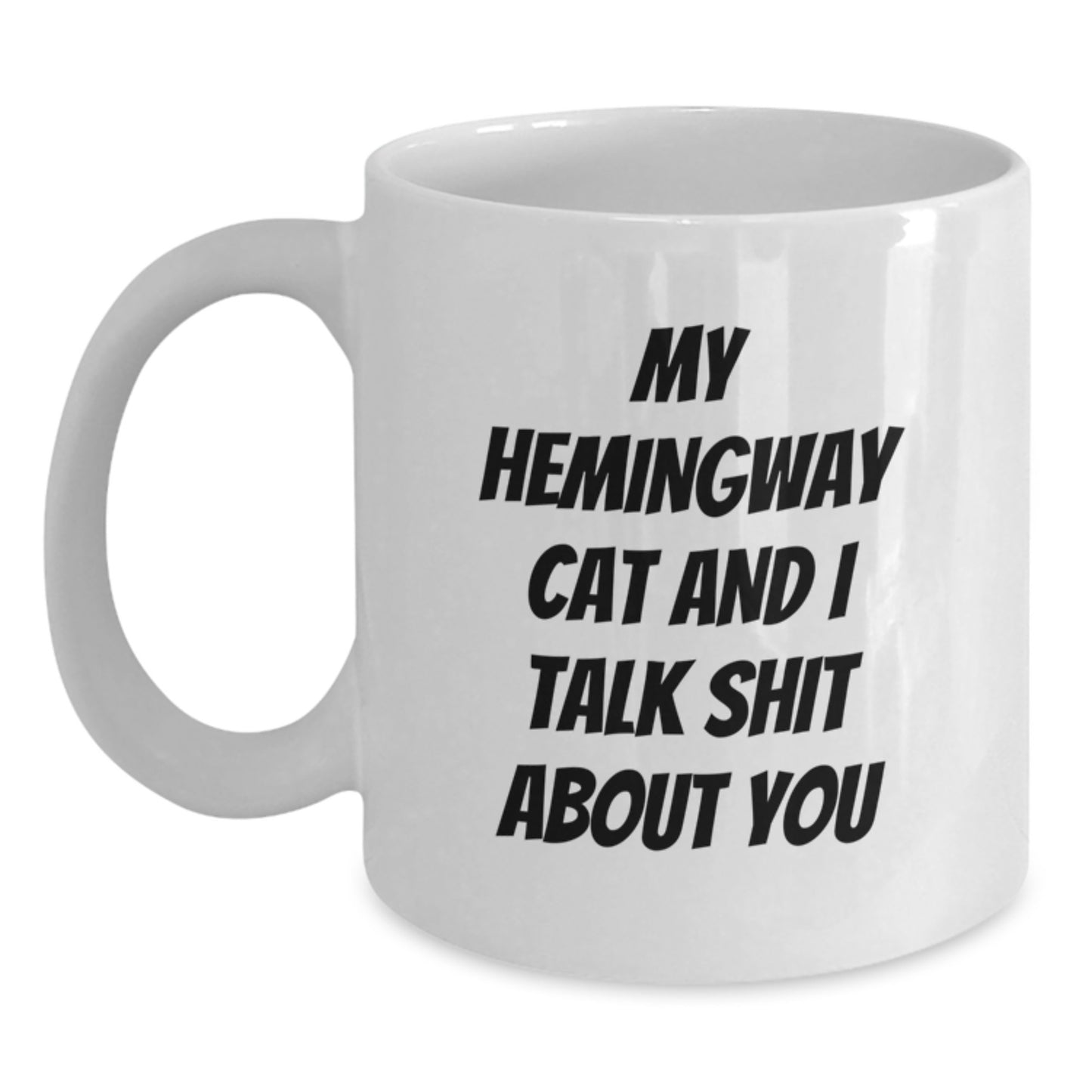 Funny Hemingway Cat Mugs, Gifts for Him, White Coffee Mug with Quirky Quote, Unique Father's Day Unique Gifts from Friends - Main