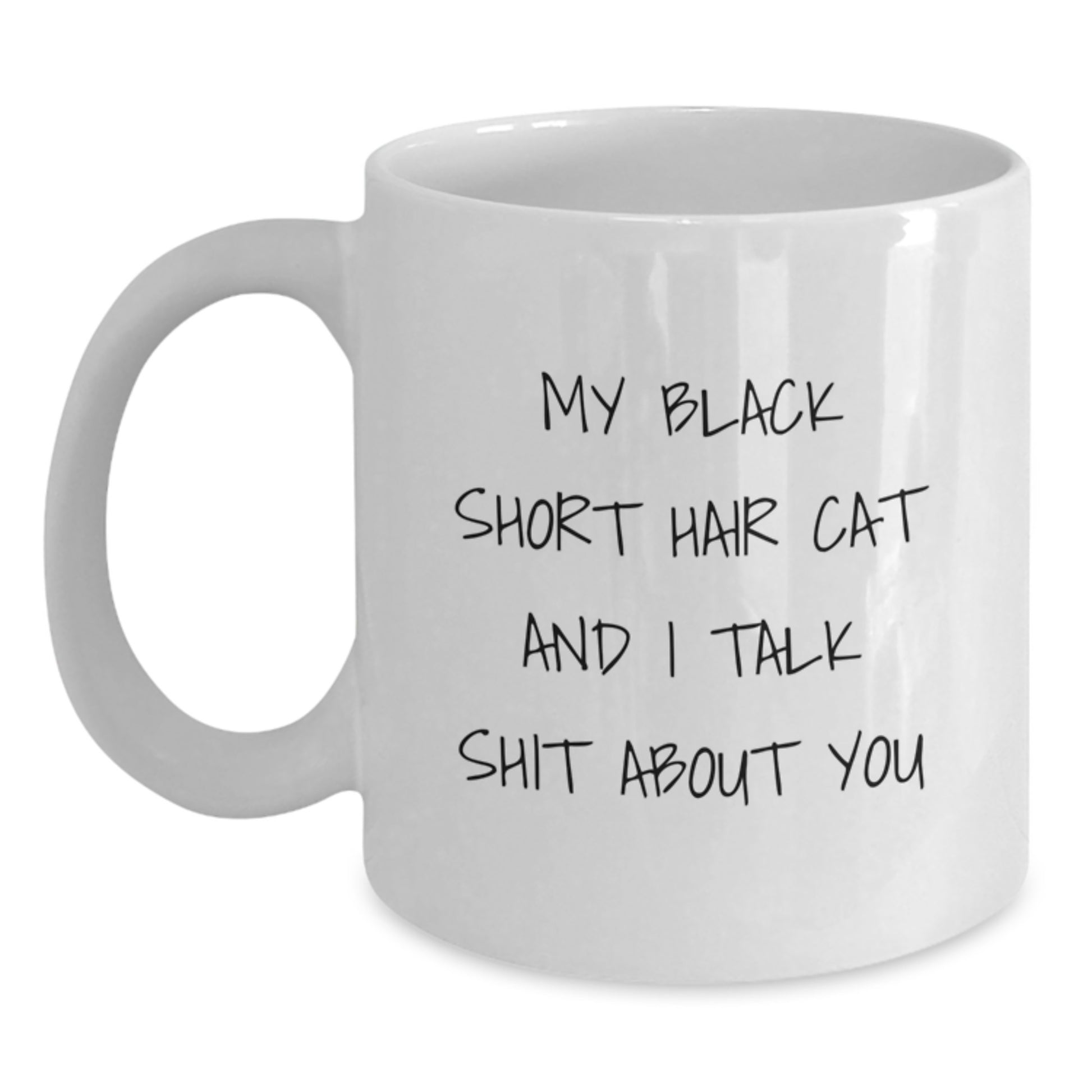 Gifts from Friends for Black Short Hair Cat Lovers - Funny White Coffee Mug for Men and Women, Black Short Hair Cat Lover Christmas Unique Gifts - Main