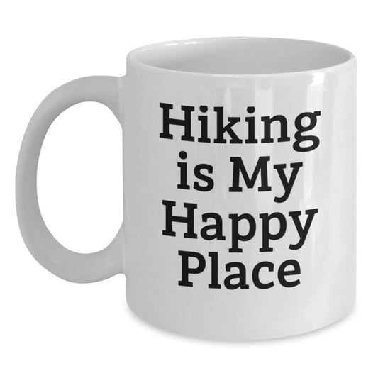 Birthday Gift for Her Hiking Is My Happy Place White Mug Present - Main