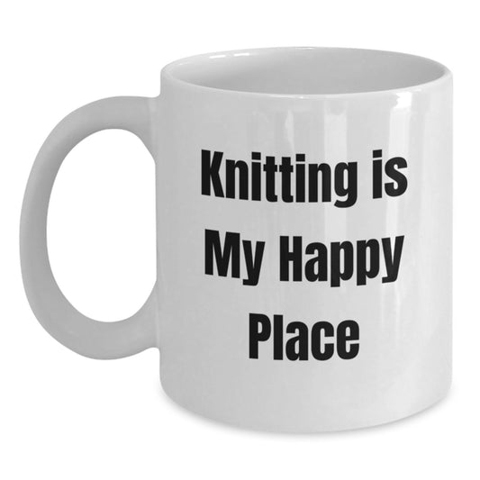 Knitting Enthusiast Funny Quote White Coffee Mug, Ideal Gift for Knitting Friends on Mother's Day, Unique Gifts from Family - Main