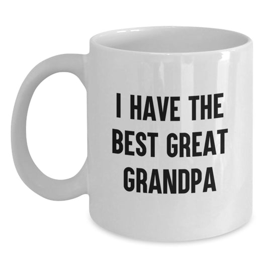 Funny Grandpa Gifts from Family, White Coffee Mug, I Have The Best Great Grandpa, Perfect Graduation Unique - Main