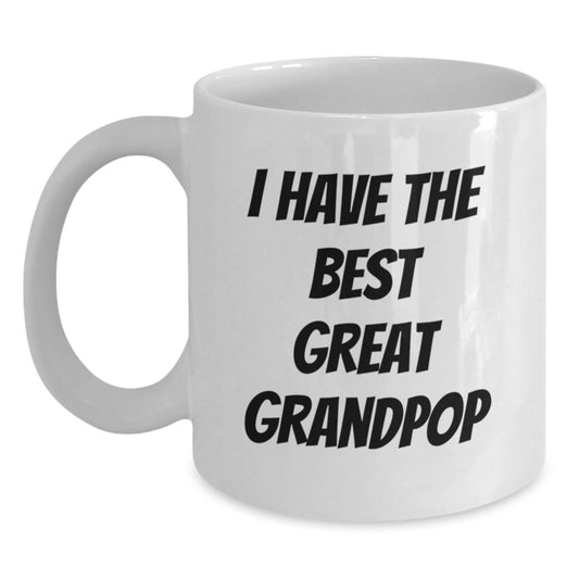 Funny Grandpop Gifts, White Coffee Mugs, Best Great Grandpop Quote, Gift for Grandpop from Family - Main