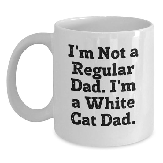 White Cat Dad Funny Coffee Mugs Gifts from Dad to White Cat Lover, White Cat Enthusiast Christmas Unique Presents - Main