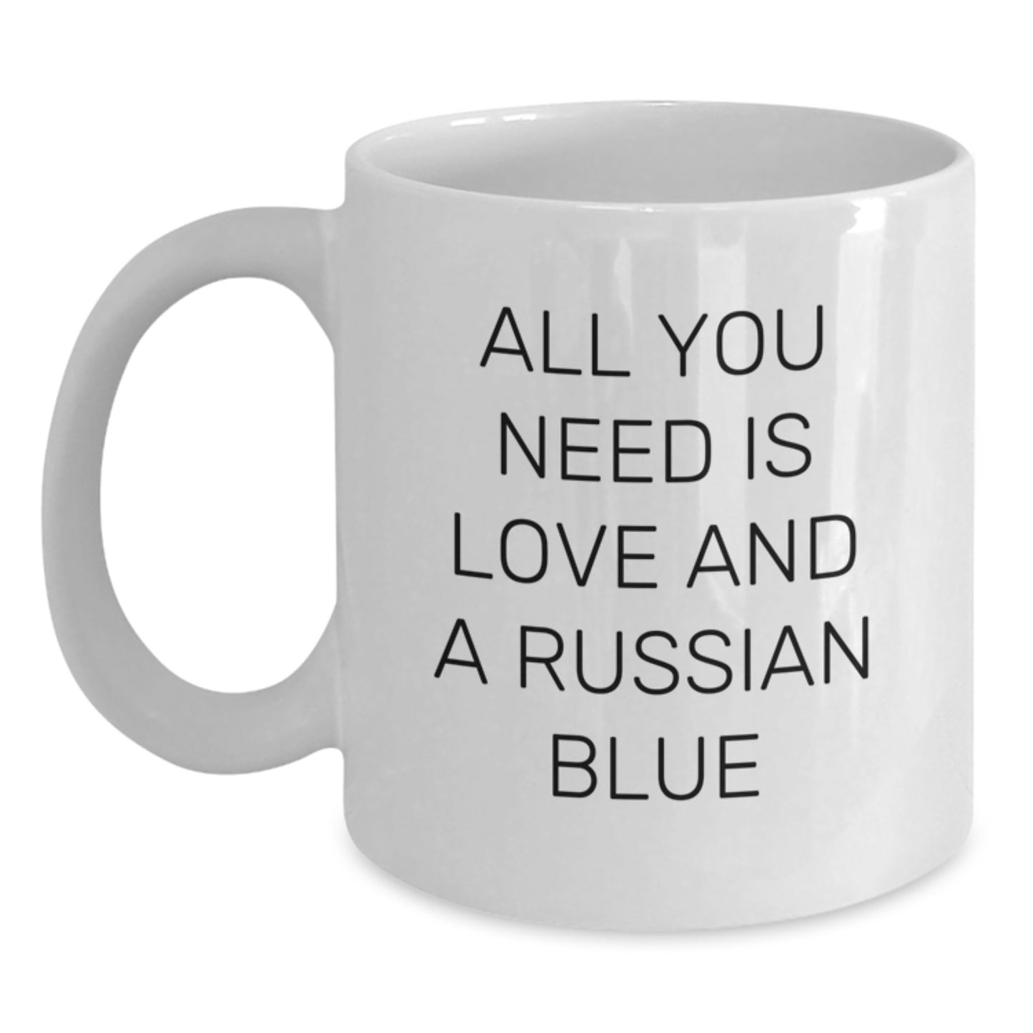 Funny Russian Blue Cat Gifts from Friends for Him on Birthday Unique White Coffee Mug - Main