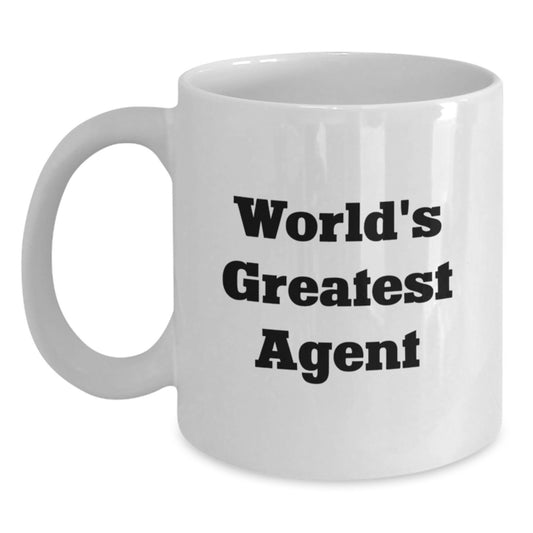 Funny Agent Gifts from Friends Valentine's Unique Agent White Coffee Mugs, World's Greatest Agent Quote - Main