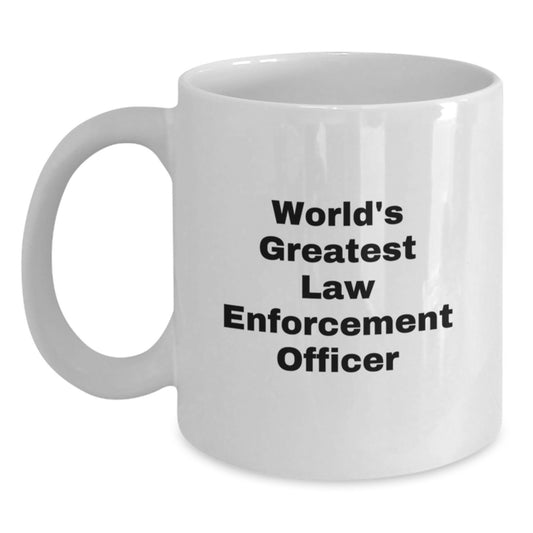 Funny Gifts from Friends for Law Enforcement Officer World's Greatest Mom - White Ceramic Coffee Mug - Main