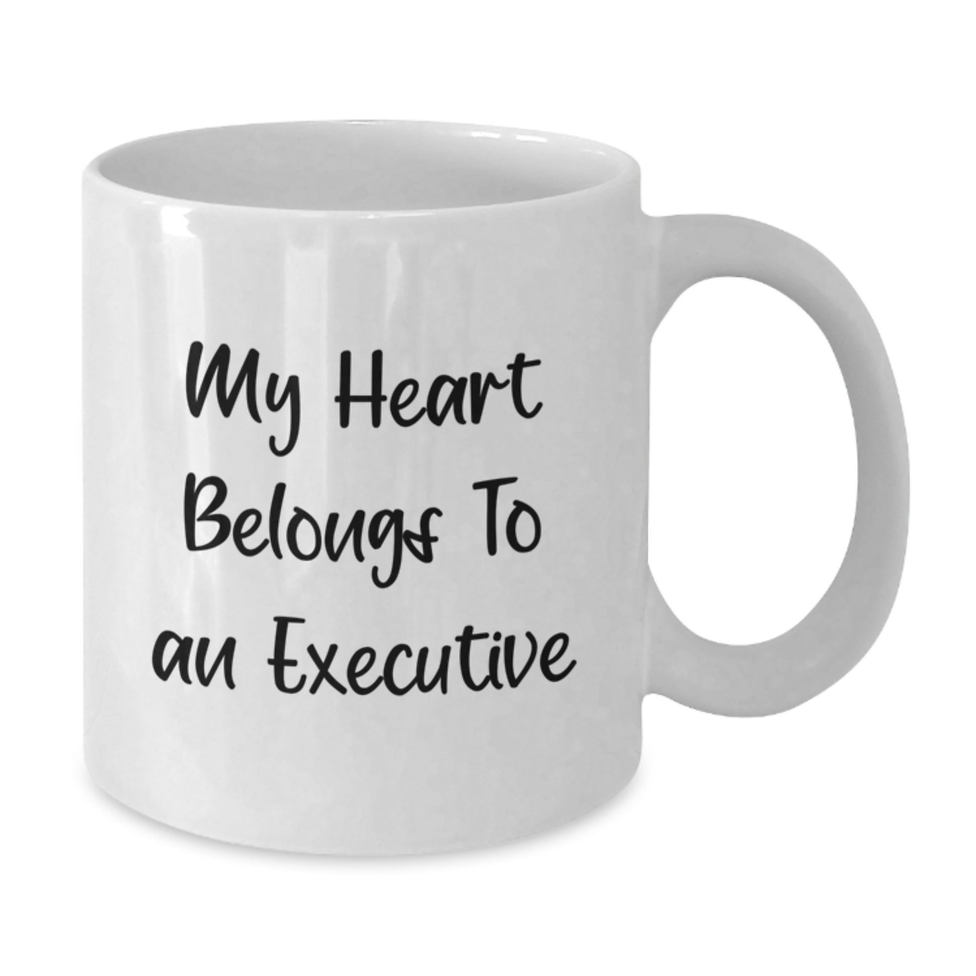 Funny Executive Gifts for Him, Unique White Coffee Mug with My Heart 'My Heart Belongs To An Executive' Quote, Christmas Unique Gifts from Friends to Executive Men - Additional
