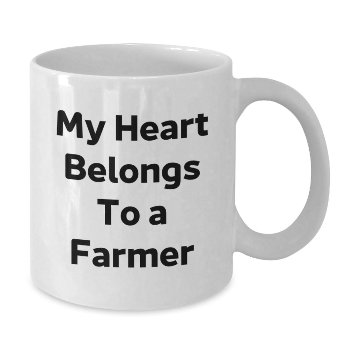 Funny Farmer Gifts, White Coffee Mug, My Heart Belongs To A Farmer, Gifts from Family to Farmer, Christmas Unique Gifts - Additional