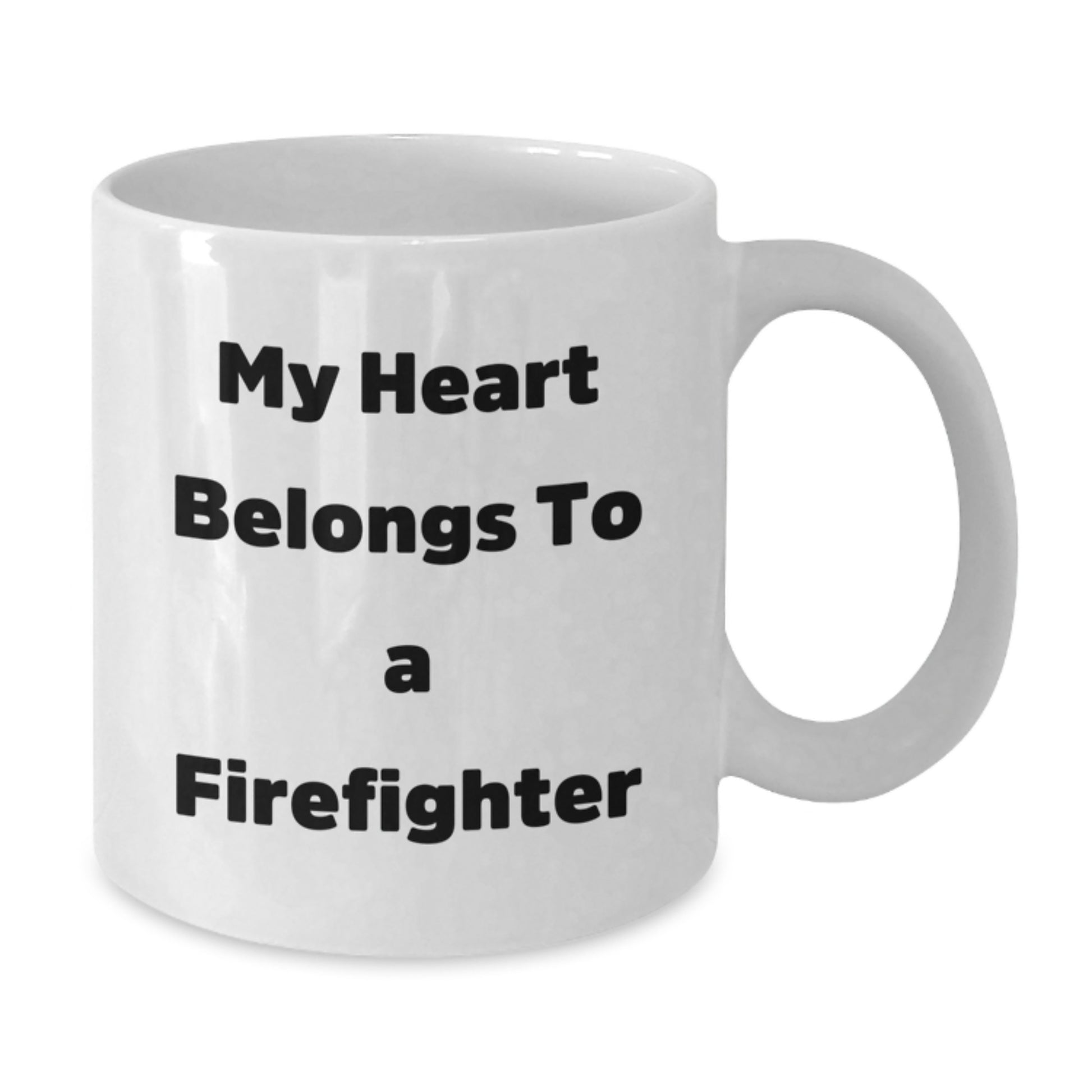 Funny Firefighter Gifts from Friends, My Heart Belongs To A Firefighter Coffee Mug for Christmas Unique Gifts for Firefighter Men, White Ceramic 11oz/15oz - Additional