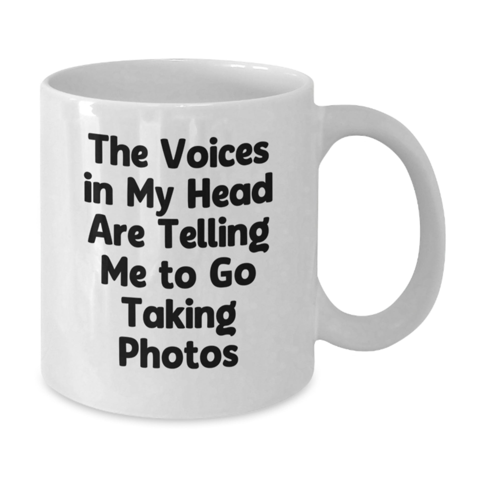 Funny Taking Photos Gifts for Him - Gifts from Friends, Coworkers, Family - White Coffee Mug with 'The Voices In My Head Are Telling Me To Go Taking Photos' Quote - Unique Graduation Unique Gifts - Additional