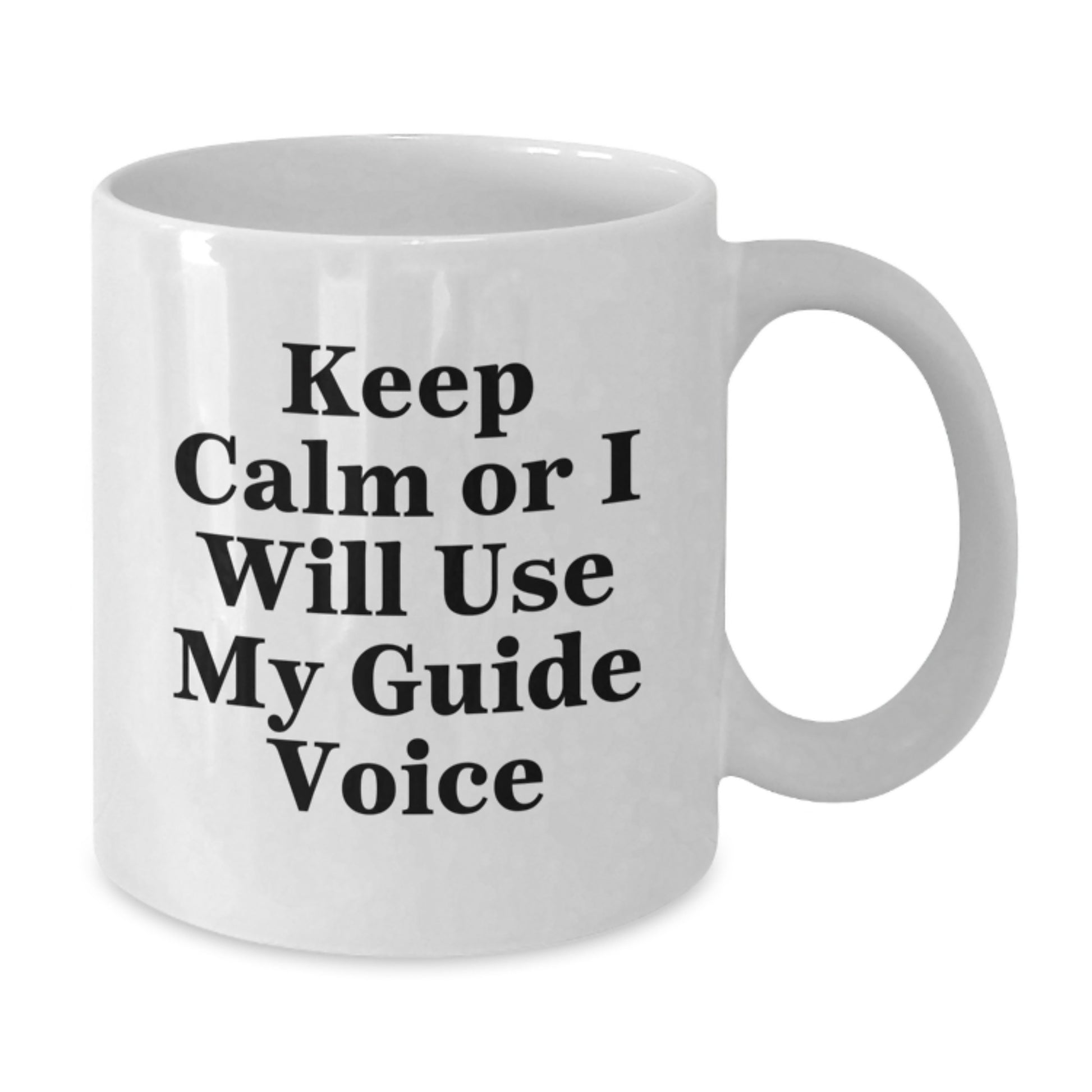 Funny Guide Gifts from Friends to Guide Lovers for Valentine's Unique White Coffee Mugs, Keep Calm Or I Will Use My Guide Voice - Additional