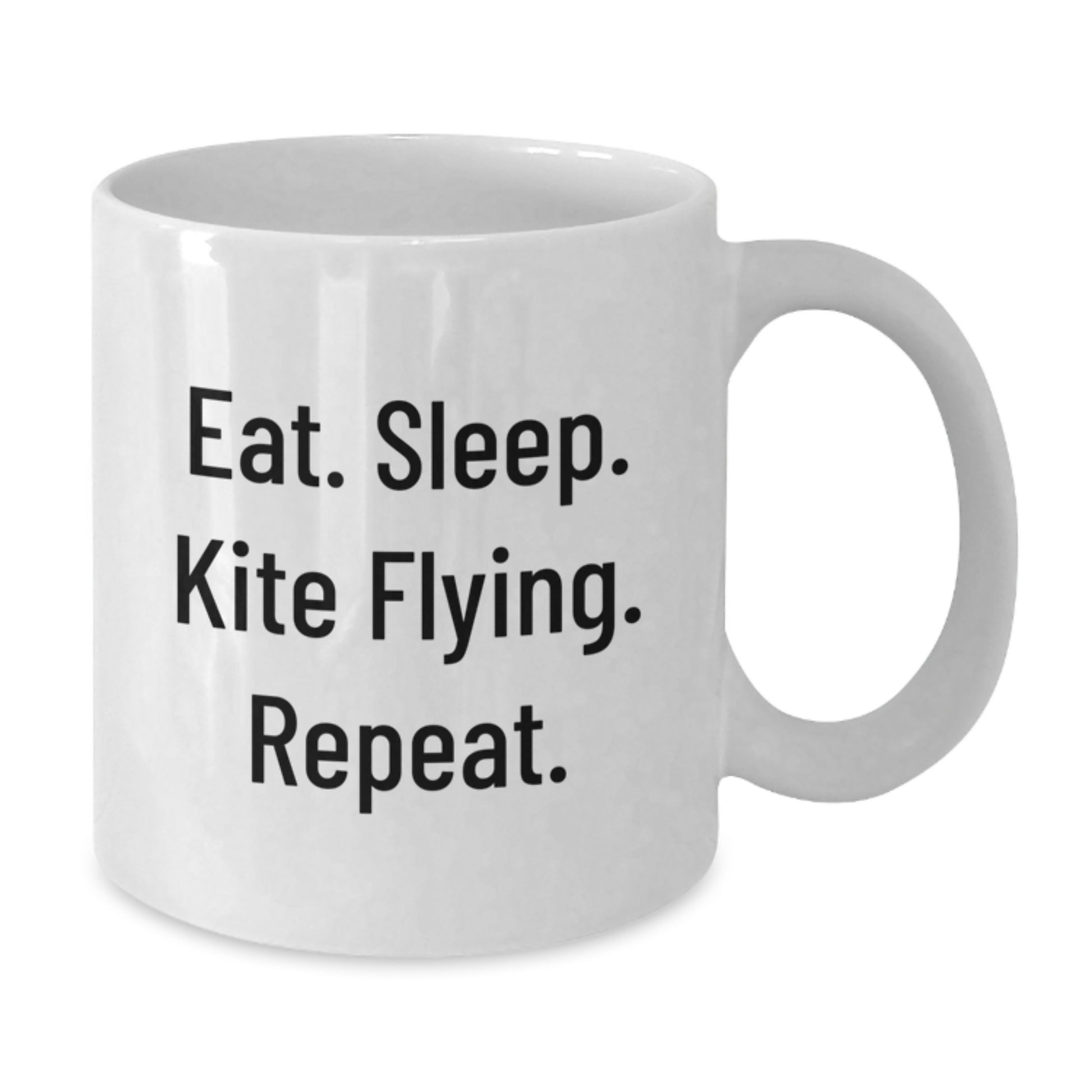 Kite Flying Funny Gifts from Friends for Kite Flying Enthusiasts, Eat. Sleep. Kite Flying. Repeat. White Coffee Mug, Birthday Unique Treasures - Additional