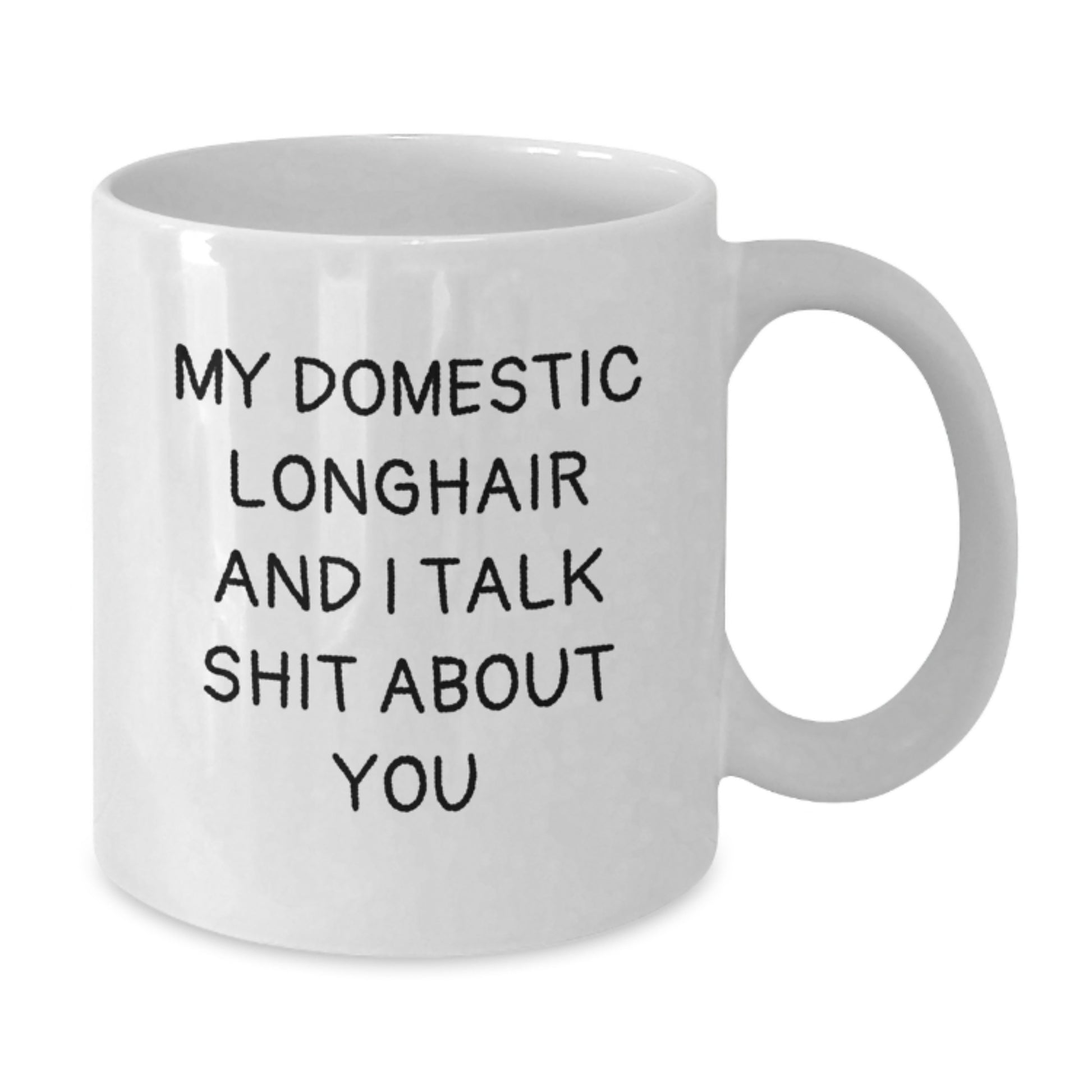 Funny Domestic Longhair Cat Gifts from Men, Women, Friends to Family, Coworkers for Valentine's Unique White Coffee Mug - Additional