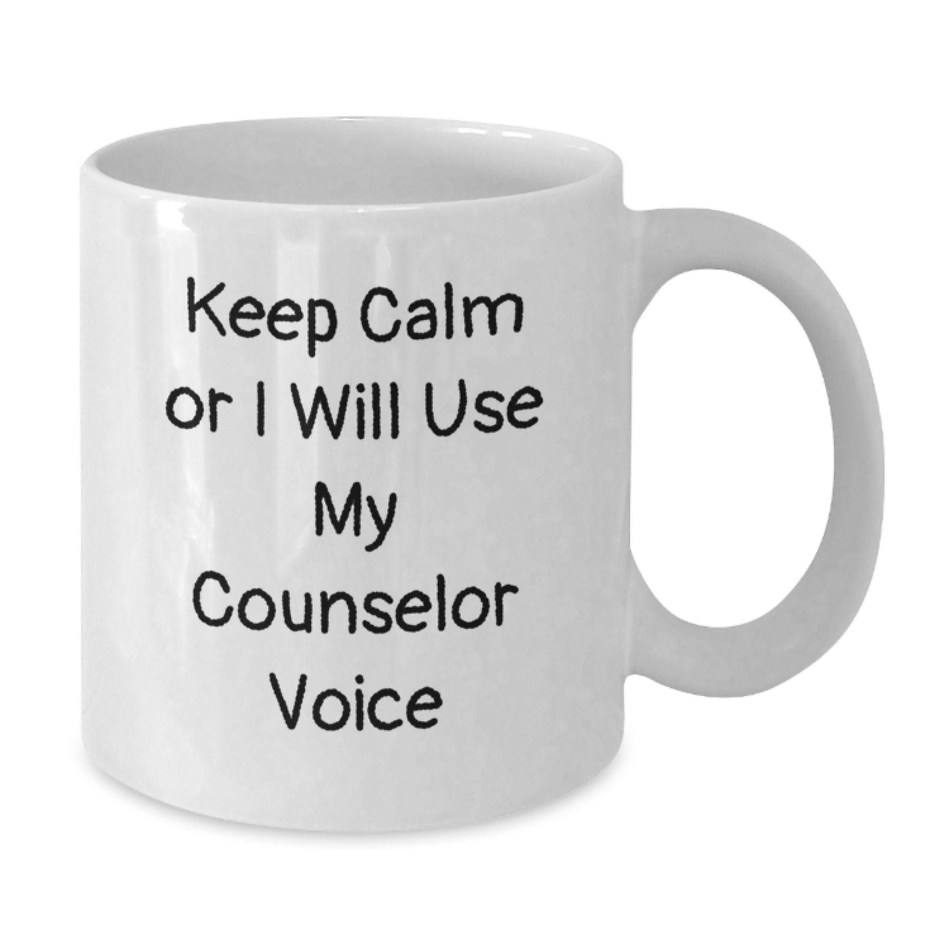 Funny Counselor Gifts for Men or Women - Keep Calm or I Will Use My Counselor Voice White Coffee Mug, Christmas Unique Gifts from Friends - Additional