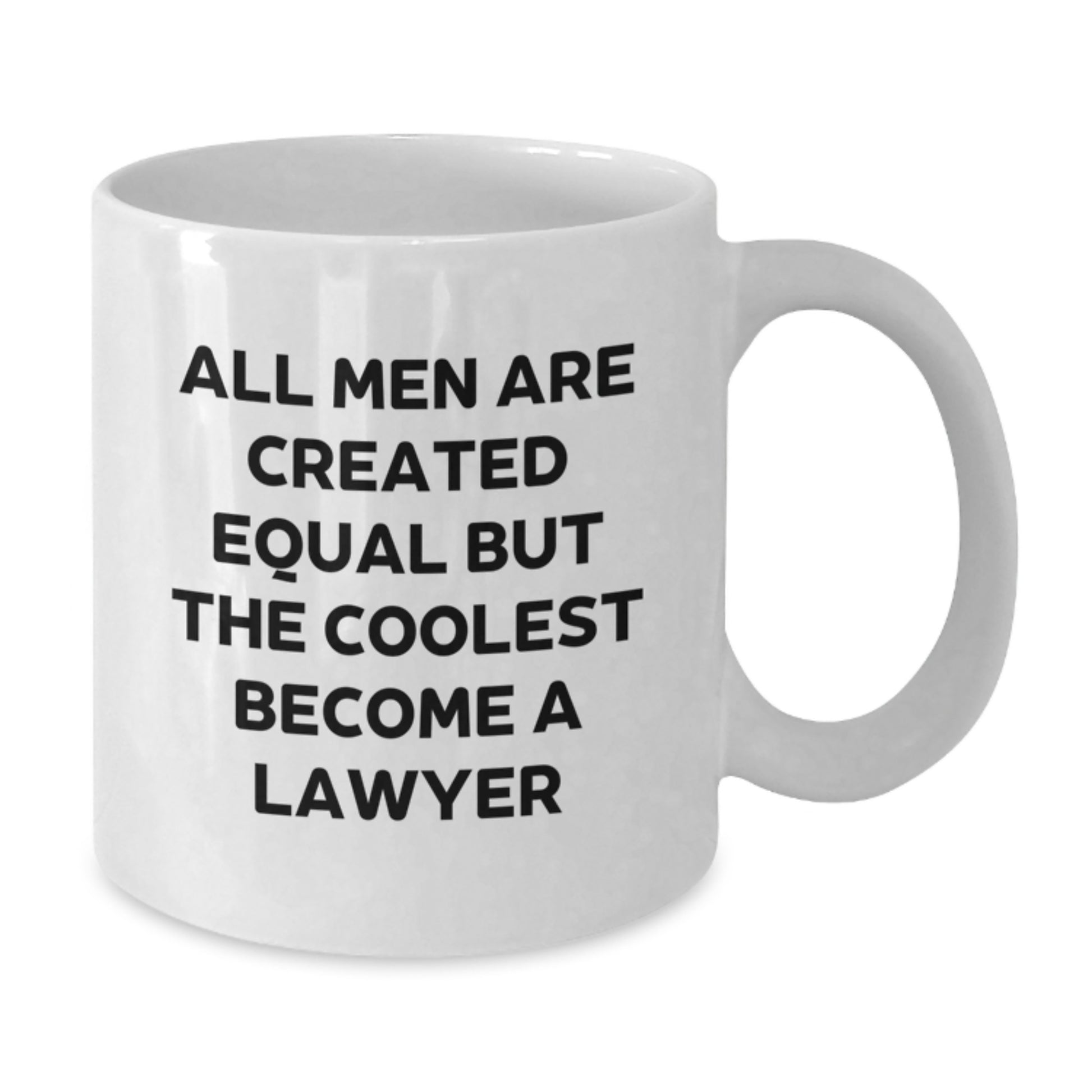 Funny Lawyer Gifts for Men - White Coffee Mug with 'All Men Are Created Equal But The Coolest Become A Lawyer' Quote, Graduation Unique Gifts from Friends, Family or Coworkers - Additional