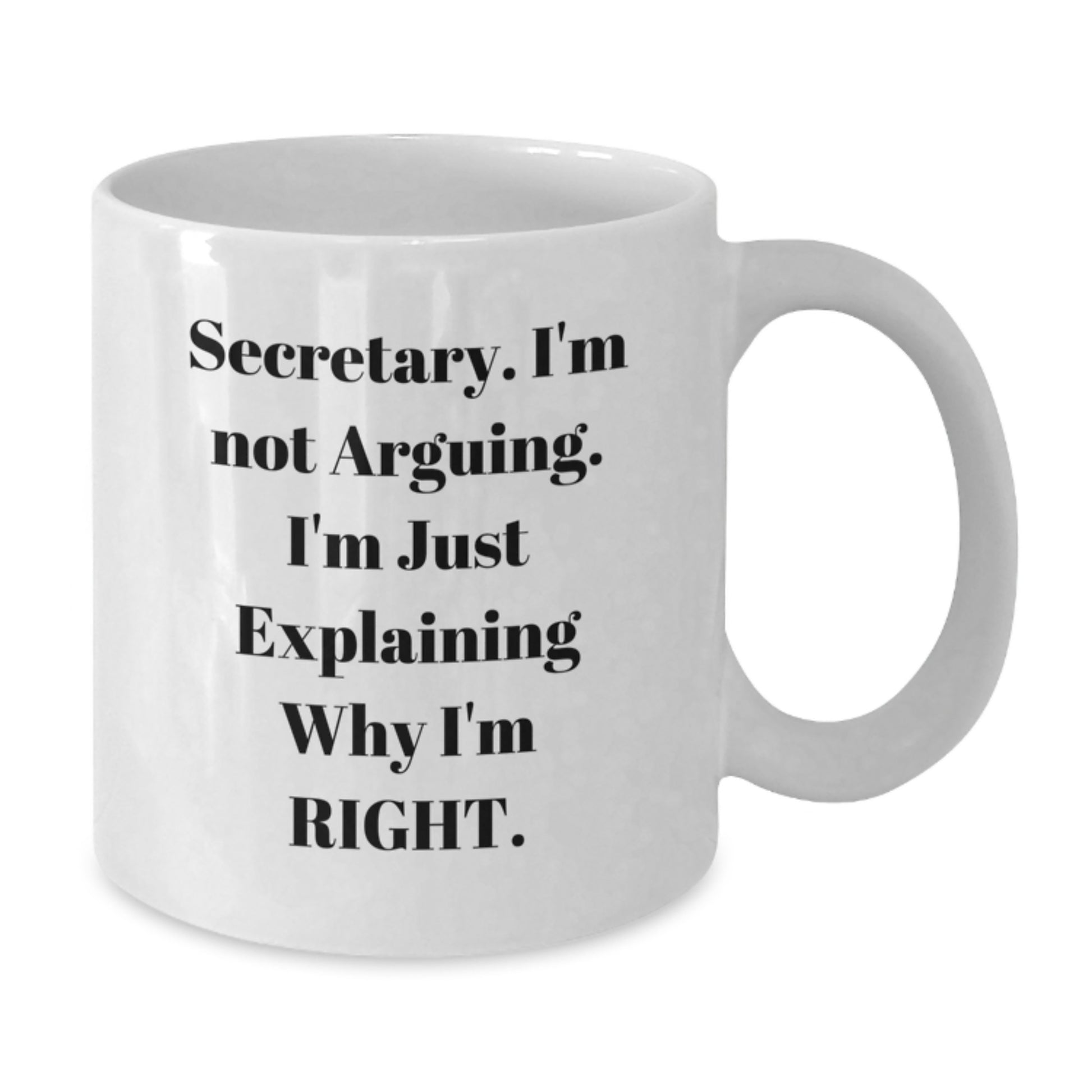 Funny Secretary Gifts from Friends - 'I'm Not Arguing I'm Explaining Why I'm Right' Christmas Unique White Coffee Mugs for Women Secretary Coworkers Family - Additional