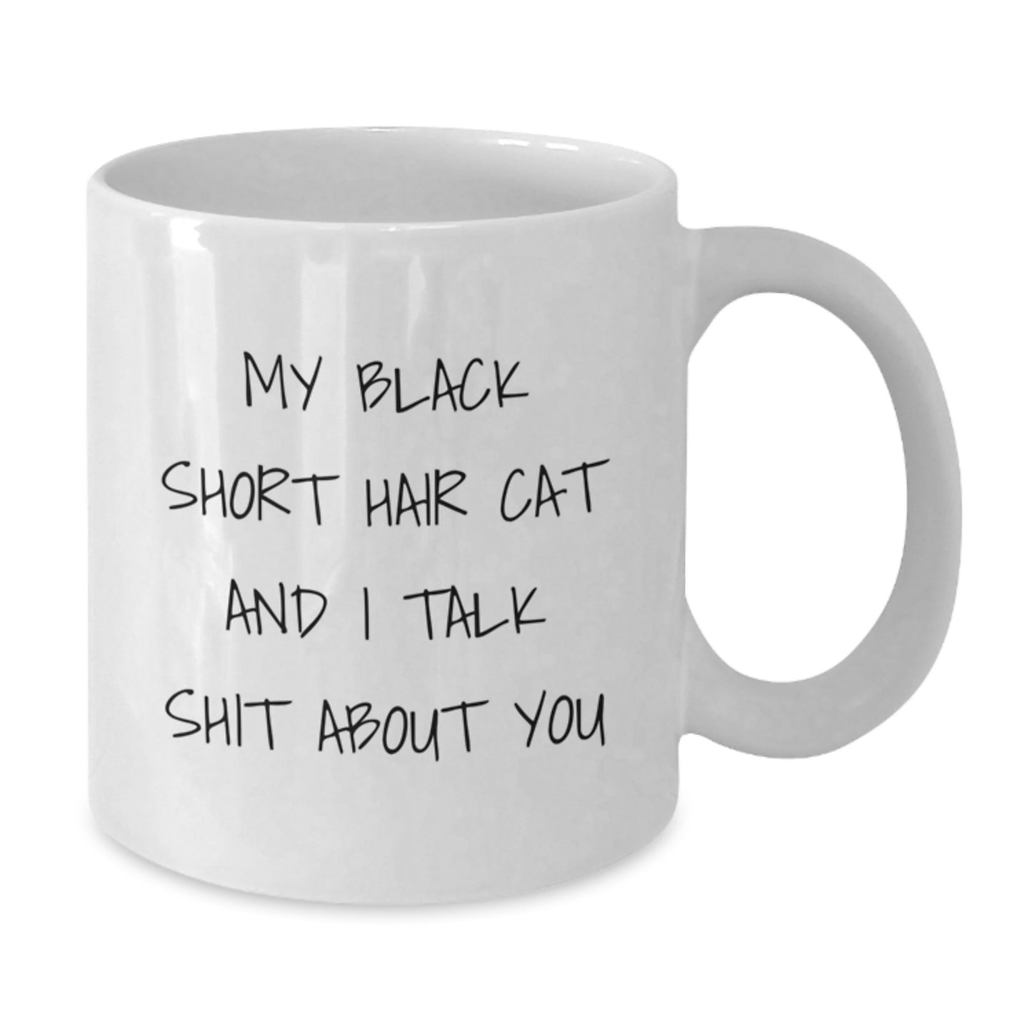 Gifts from Friends for Black Short Hair Cat Lovers - Funny White Coffee Mug for Men and Women, Black Short Hair Cat Lover Christmas Unique Gifts - Additional