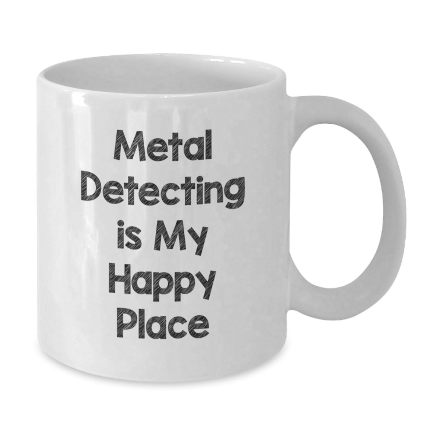 Funny Metal Detecting Gifts for Him, White Coffee Mug, 'Metal Detecting Is My Happy Place' Quote, Birthday Unique Gifts from Men to Metal Detecting Friends - Additional