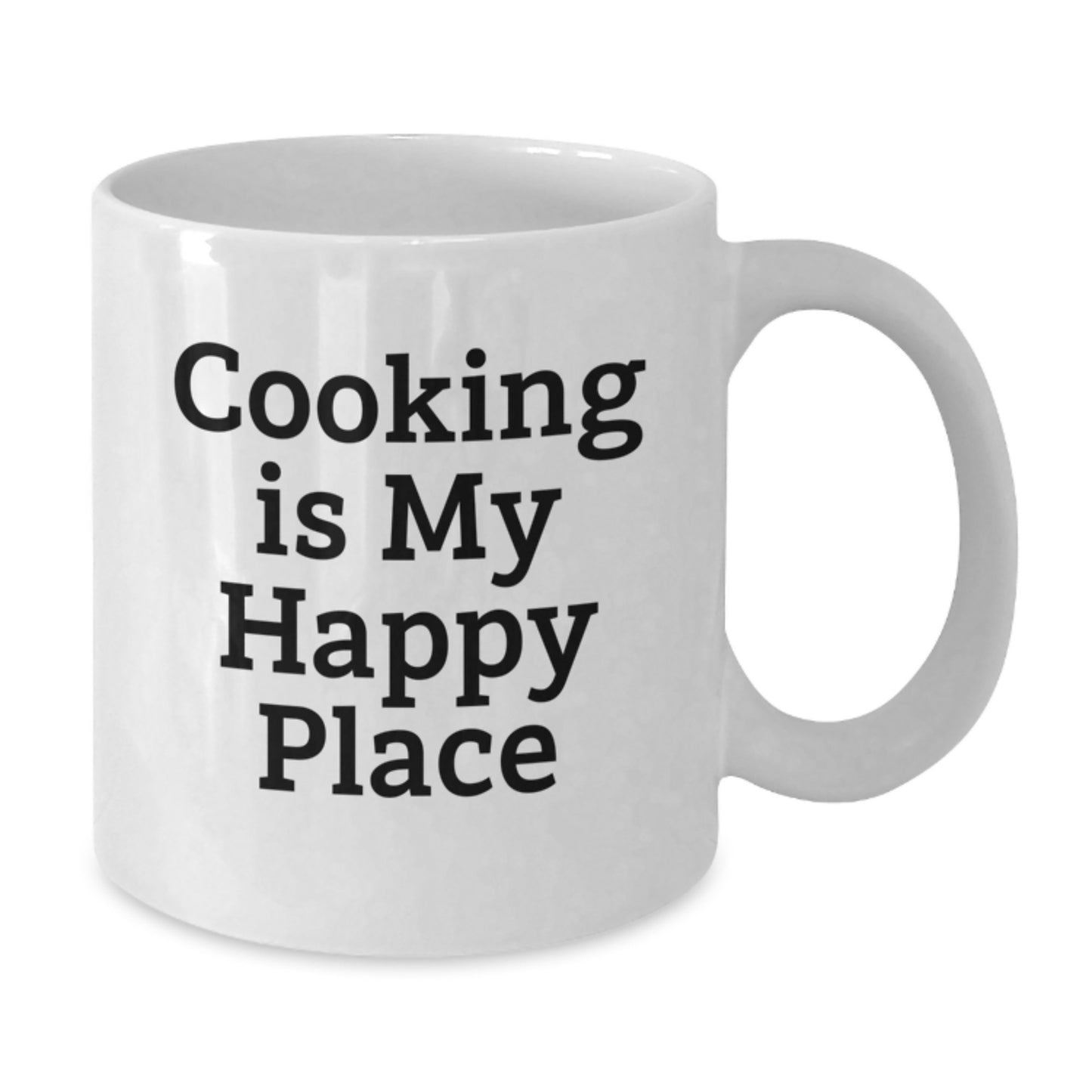 Funny Cooking Gifts from Friends for Graduation - White Coffee Mug - 'Cooking Is My Happy Place' - Additional