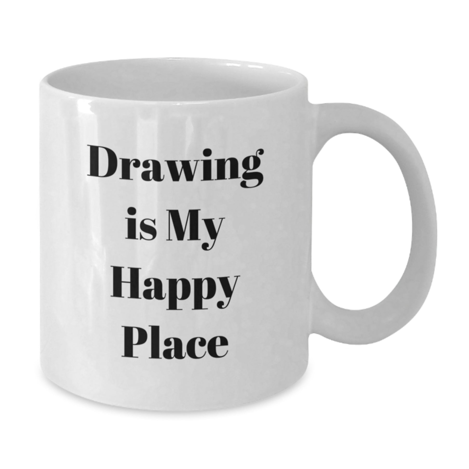 Funny Drawing Gifts for Him, Unique White Coffee Mug, 'Drawing Is My Happy Place' Quote for Graduation, Gifts from Friends, Family, Coworkers, or Men. - Additional