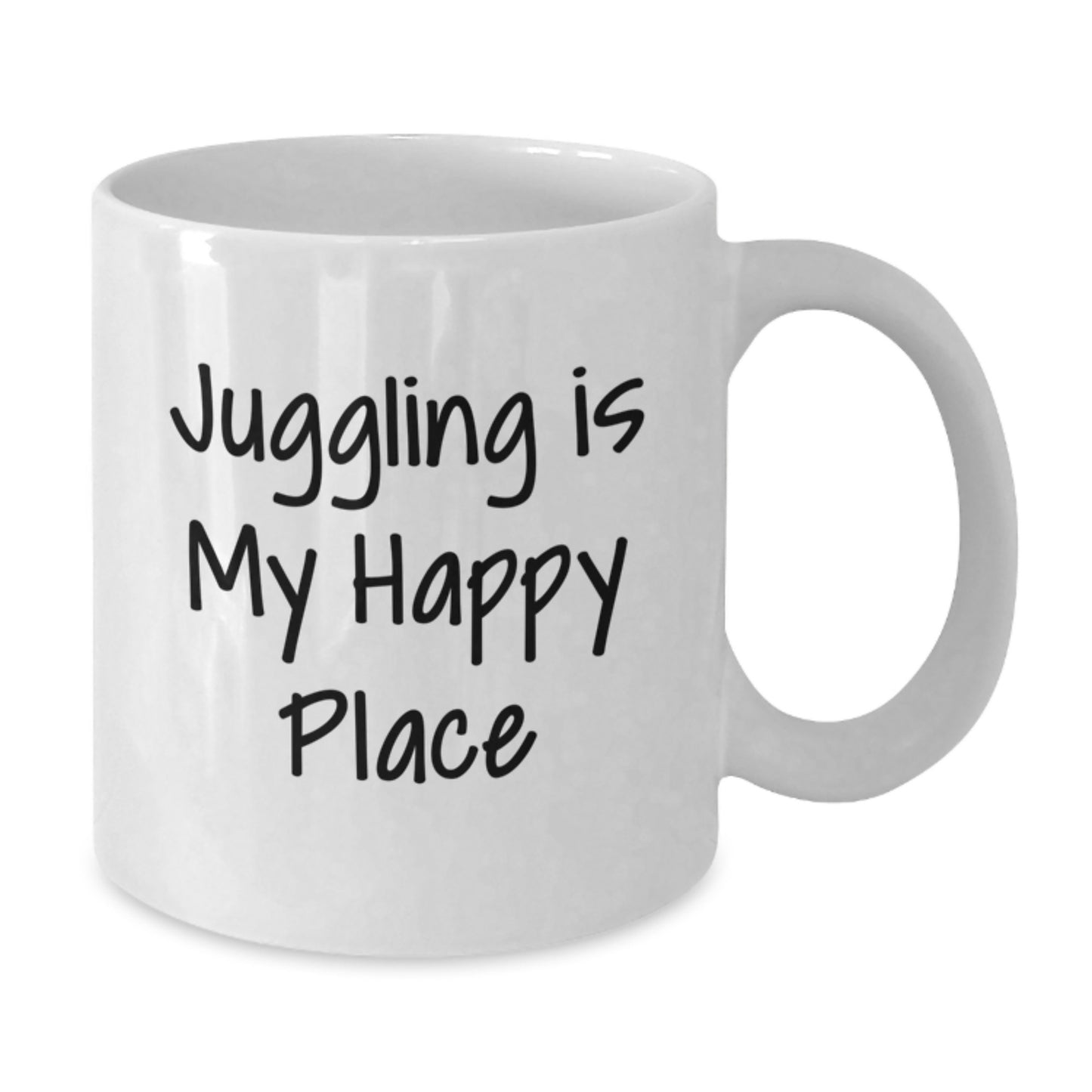 Juggling Gifts for Friends - White Coffee Mug - 'Juggling Is My Happy Place' Funny Quote for Juggling Enthusiasts - Additional