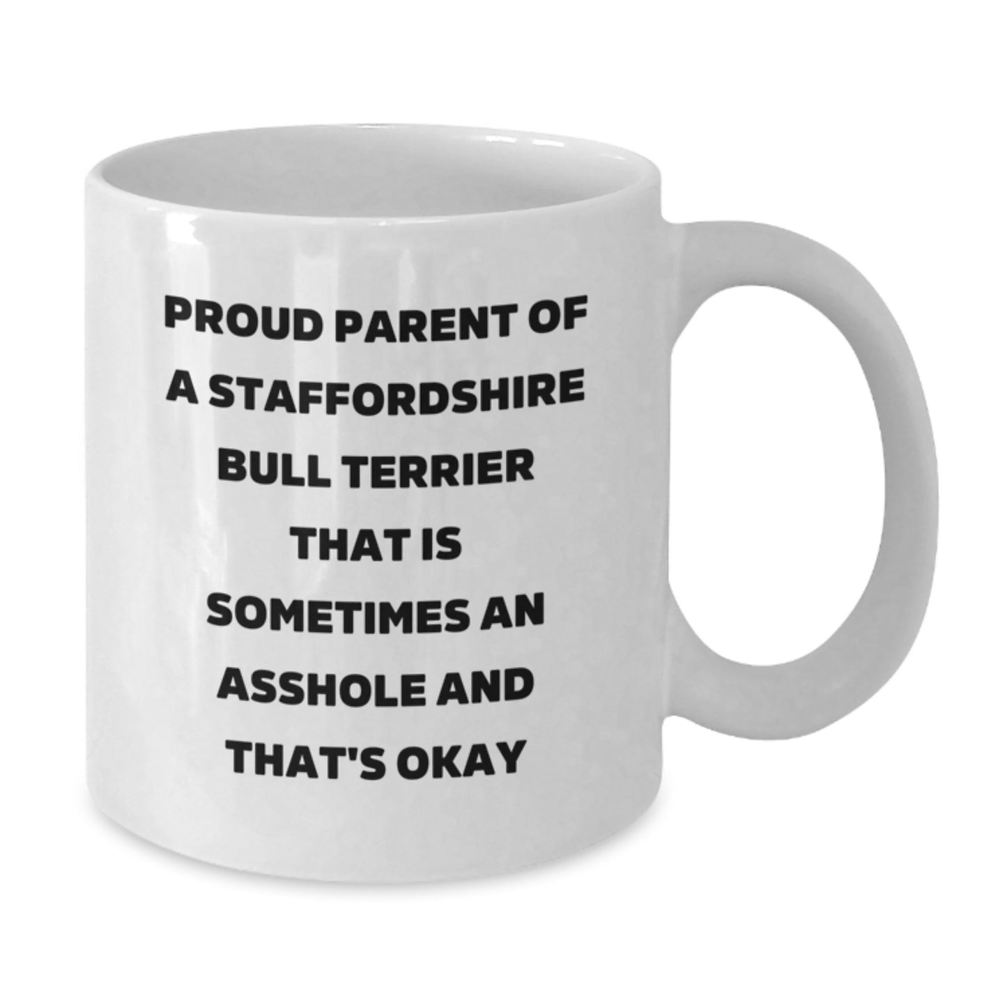 Funny Staffordshire Bull Terrier Dog Gifts for Dad from Proud Staffordshire Bull Terrier Dog Mom, Staffordshire Bull Terrier Dog White Coffee Mug for Graduation - Additional