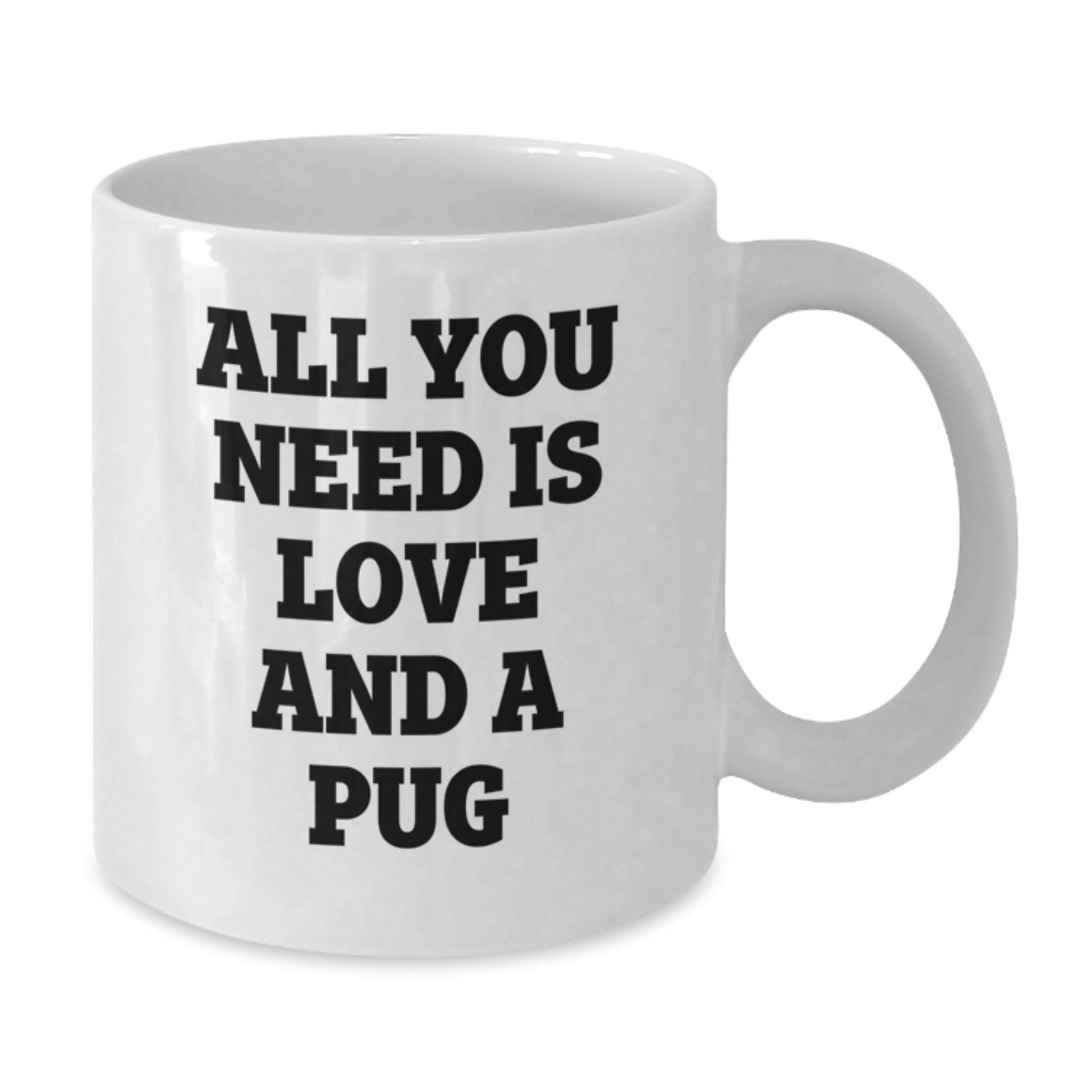 Funny Pug Dog Gifts for Pug Lovers White Coffee Mug, Gifts from Friends to Family, All You Need Is Love And A Pug Christmas Unique - Additional
