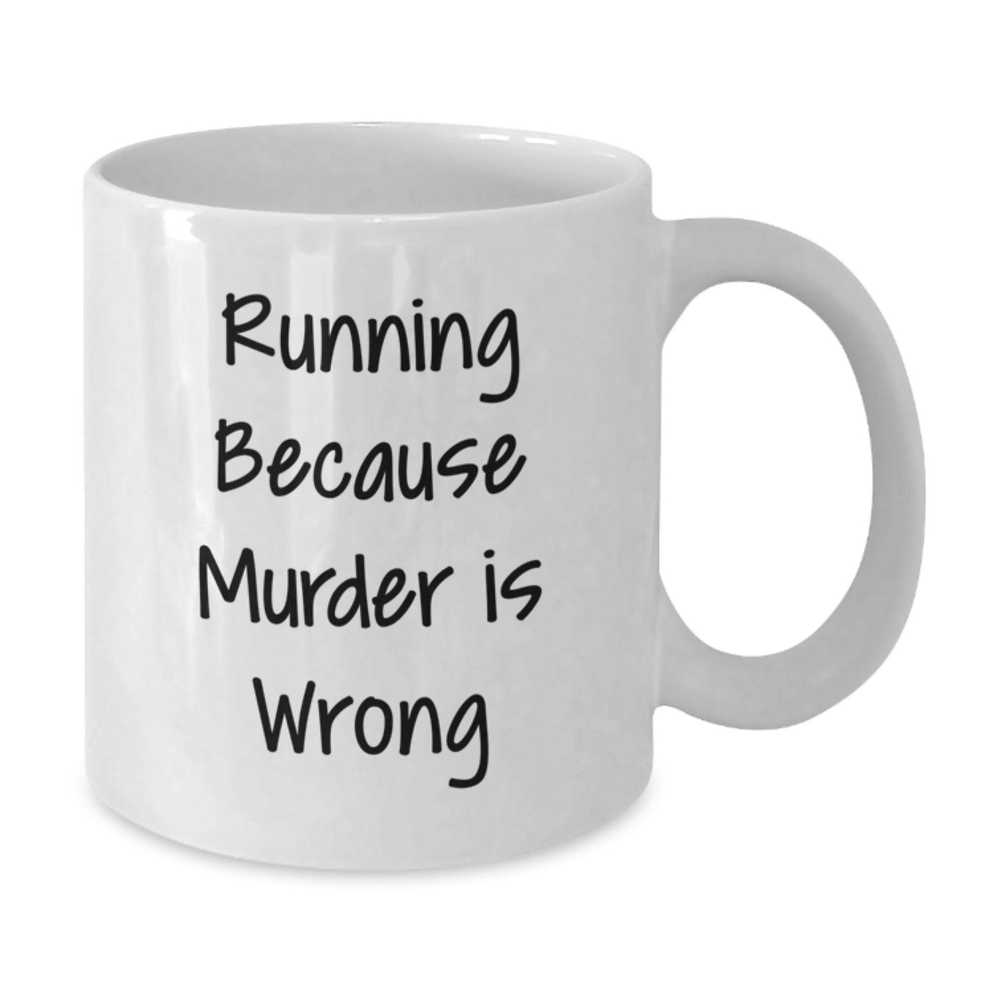 Funny Running Gifts for Men - White Coffee Mug with Running Because Murder Is Wrong Quote, Perfect Christmas Unique Gifts from Friends - Additional