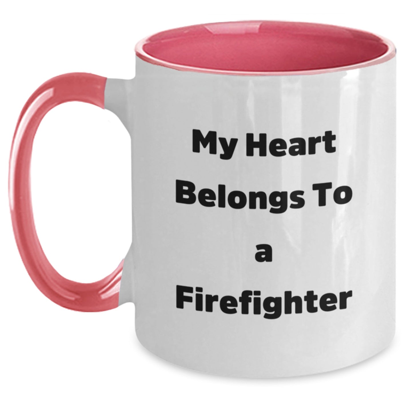 Funny Firefighter Gifts from Men to Firefighter Friends, Christmas Unique Gifts for Firefighter Women, Two Tone Coffee Mug My Heart Belongs To A Firefighter - Main