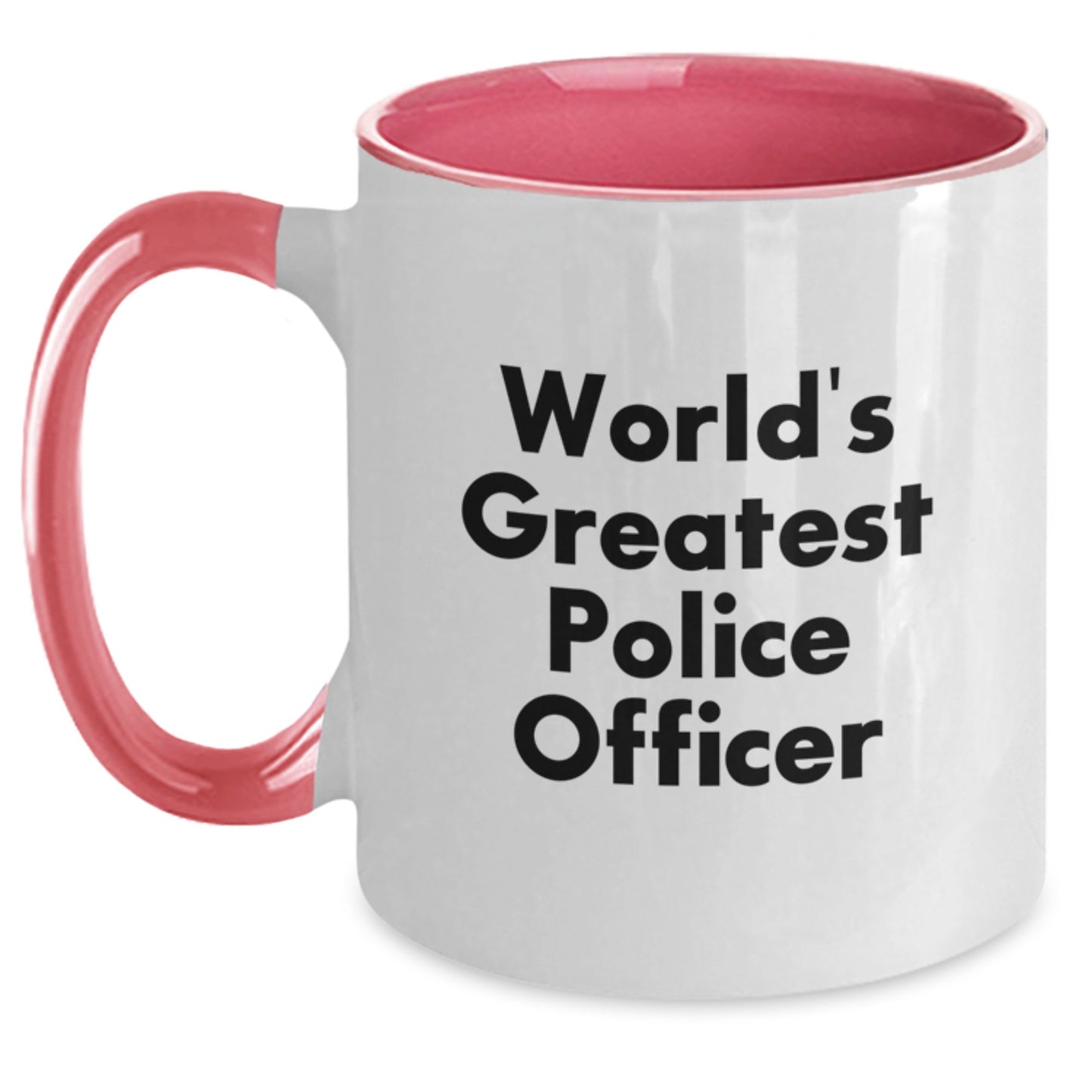 Funny Police Officer Gifts Unique Two Tone Coffee Mugs for Men Police Officer Friends - 'World's Greatest' Christmas Unique - Main