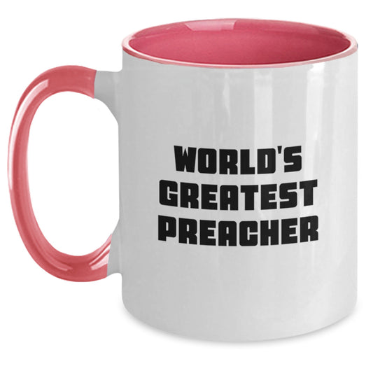 Funny Preacher Gifts for Dad, World's Greatest Preacher Two Tone Coffee Mug, Gifts from Men for Father's Day - Main